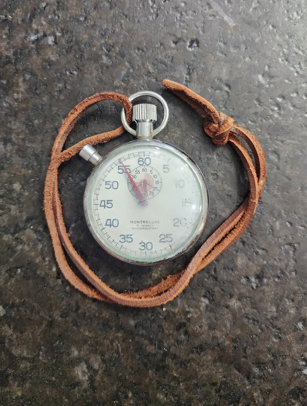 Vintage Swiss Montreluxe 7 Jewels Working Shockresistant Stopwatch Pocket Timer